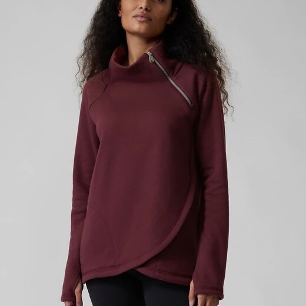 Athelta Cozy Karma Asym Pullover Decadent Chocolate 1x GUC